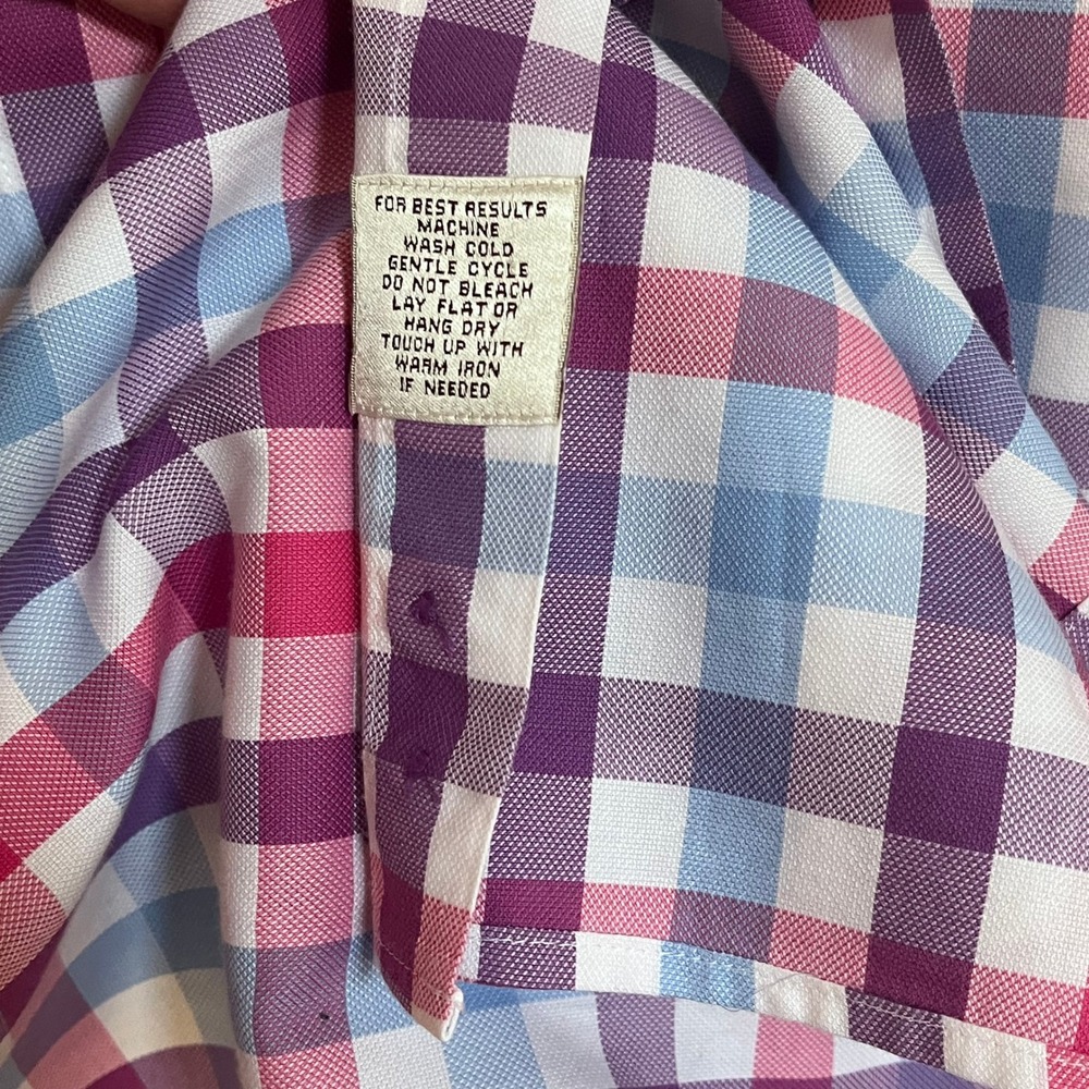 Peter Millar Mens Large Gingham Check Button Down Shirt Purple Pink MS14W51CSL - Picture 6 of 6